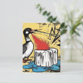 Carte Postale An Angry Minnesota Loon Melting Ice with Fire (Debout devant)
