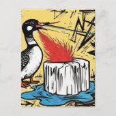 Carte Postale An Angry Minnesota Loon Melting Ice with Fire (Devant)