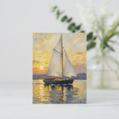 Carte Postale An Impasto Illustration of a Sailboat at Sunset (Debout devant)