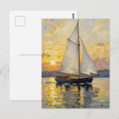 Carte Postale An Impasto Illustration of a Sailboat at Sunset (Devant / Derrière)
