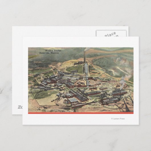 Carte Postale Anaconda, Montana - Washoe Smelter Vue depuis (Devant / Derrière)