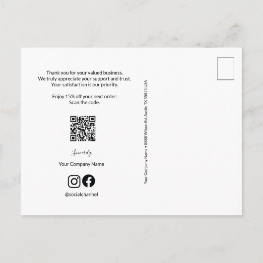 Carte Postale Analyser le code Remise prochaine commande Bleu Bl (Dos)