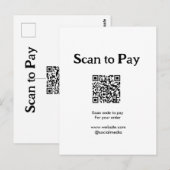 Carte Postale Analyser pour payer la commande QR code ajouter si (Devant / Derrière)