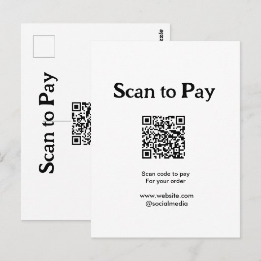 Carte Postale Analyser pour payer la commande QR code ajouter si (Devant / Derrière)
