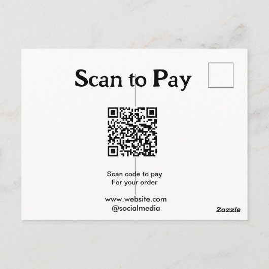 Carte Postale Analyser pour payer la commande QR code ajouter si (Dos)