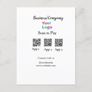Carte Postale Analyser pour payer le logo de l'entreprise Q R co