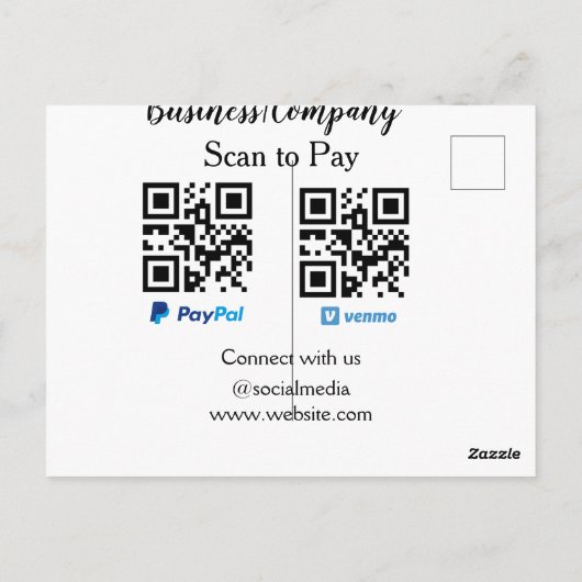 Carte Postale Analyser pour payer q r code paypal venmo ajouter  (Dos)