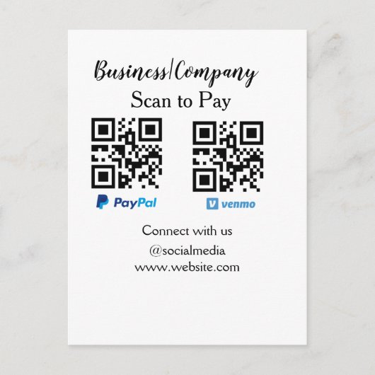 Carte Postale Analyser pour payer q r code paypal venmo ajouter (Devant)