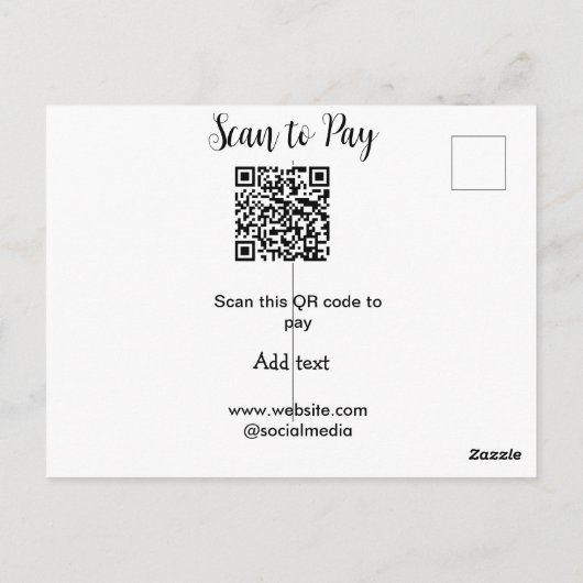 Carte Postale Analyser pour payer scanner code QR ajouter des dé (Dos)