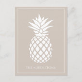 Carte Postale Ananas blanc chic sur fond beige (Devant)