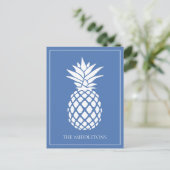 Carte Postale Ananas blanc chic sur fond bleu (Debout devant)