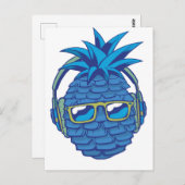 Carte Postale Ananas bleu cool (Devant / Derrière)