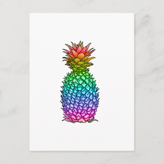 Carte Postale Ananas coloré arc-en-ciel (Devant)