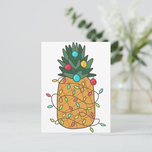 Carte Postale Ananas de Noël tropical (Debout devant)