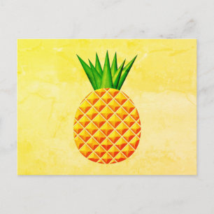Carte Postale Ananas en jaune et vert