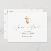 Carte Postale Ananas en or Faux Enregistrer la date (Devant / Derrière)