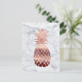 Carte Postale Ananas en or rose sur marbre (Debout devant)