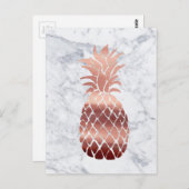Carte Postale Ananas en or rose sur marbre (Devant / Derrière)