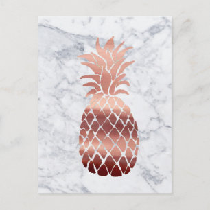 Carte Postale Ananas en or rose sur marbre