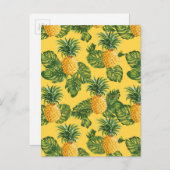 Carte Postale Ananas & Feuilles Tropicaux En Or (Devant / Derrière)