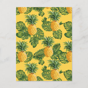 Carte Postale Ananas & Feuilles Tropicaux En Or