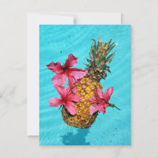 Carte Postale Ananas flottant et Hibiscus
