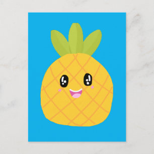Carte Postale Ananas Kawaii Cute Tropical
