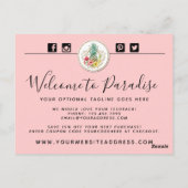 Carte Postale Ananas Merci et fleurs d'Hibiscus Aquarelle (Dos)