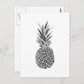 Carte Postale Ananas noir et blanc minimaliste (Devant / Derrière)