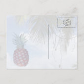 Carte Postale Ananas, Plage de sable blanc, Palmier, Ciel Bleu (Dos)