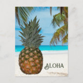 Carte Postale Ananas, Plage de sable blanc, Palmier, Ciel Bleu (Devant)
