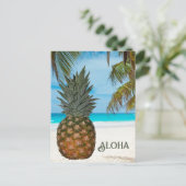 Carte Postale Ananas, Plage de sable blanc, Palmier, Ciel Bleu (Debout devant)