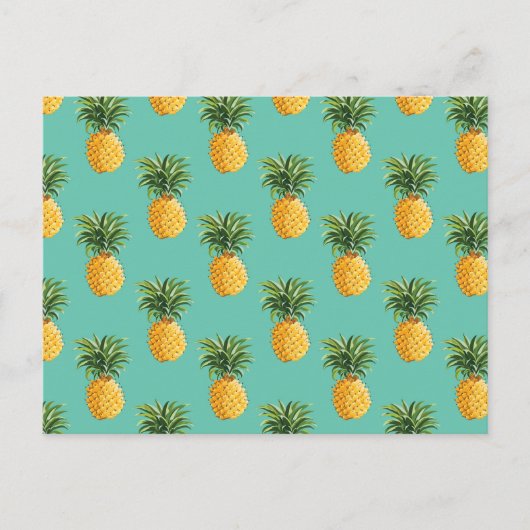 Carte Postale Ananas Tropical Sur Turquoise (Devant)
