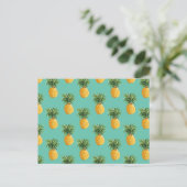 Carte Postale Ananas Tropical Sur Turquoise (Debout devant)