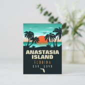 Carte Postale Anastasia Island Florida Retro Sunset Souvenirs (Debout devant)