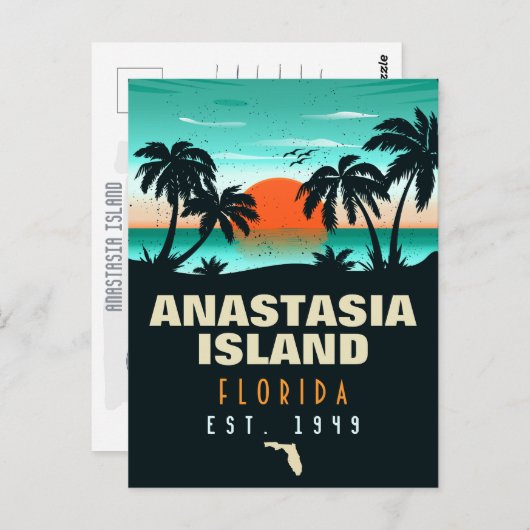 Carte Postale Anastasia Island Florida Retro Sunset Souvenirs (Devant / Derrière)