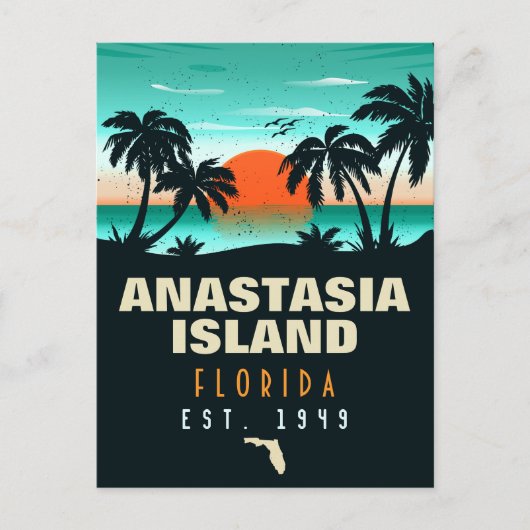 Carte Postale Anastasia Island Florida Retro Sunset Souvenirs (Devant)