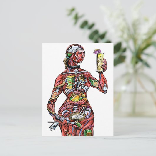 Carte postale Anatomie du barman (femelle) (Debout devant)