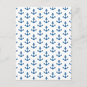 Carte Postale Anchor Nautical Royal Blue White Sailor