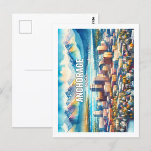Carte Postale Anchorage Alaska Famous Travel Places aquarelle