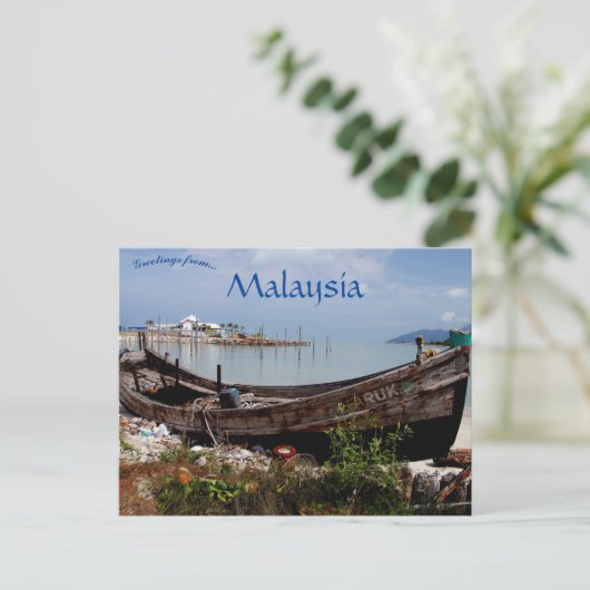 Carte Postale Ancien bateau de pêche Langkawi Malyasia (Debout devant)