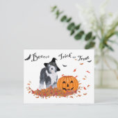 Carte Postale Ancien chien de berger anglais Halloween (Debout devant)