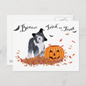 Carte Postale Ancien chien de berger anglais Halloween (Devant / Derrière)
