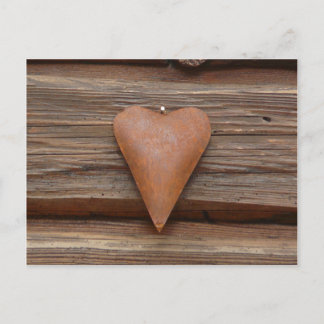 Carte Postale Ancien coeur rustique sur bois de Cabine