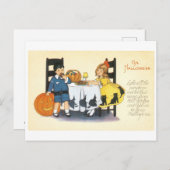 Carte Postale Ancien Halloween, garçon & fille (Devant / Derrière)