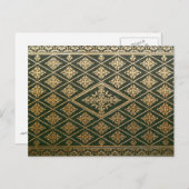 Carte Postale Ancien livre en cuir couverture Vert et or (Devant / Derrière)