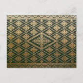 Carte Postale Ancien livre en cuir couverture Vert et or (Devant)