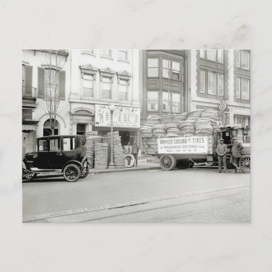 Carte Postale Ancien magasin de pneus, années 1920 (Devant)