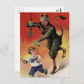 Carte Postale Ancien Mal Krampus Attaquant (Devant / Derrière)