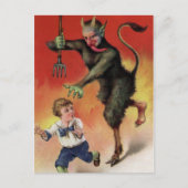Carte Postale Ancien Mal Krampus Attaquant (Devant)